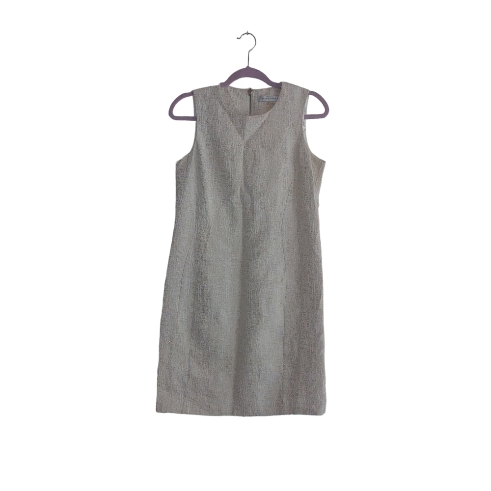 Peter Nygard Ladies Gold Metalic Sleeveless V-neck Foraml Midi Dress- size 8